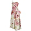 Erdem Dancing Carnation Print Rumpled Satin Draped Cocktail Dress In Dancing Carnation Cinder Rose