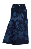 Erdem Denim Midi Skirt In Navy
