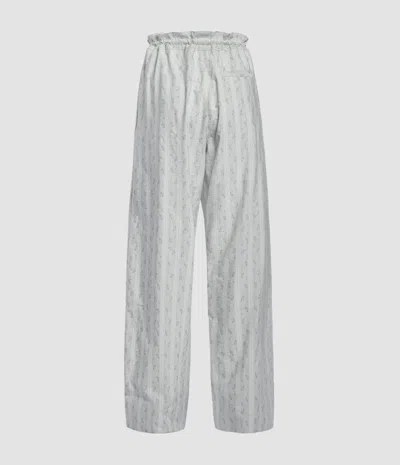 Erdem Ditsy Cotton Stripe Drawstring Trouser In Brown