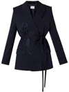 Erdem Flower Double-breasted Belted Wool Blazer In Blue