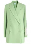 Erdem Double Breasted Twill Blazer In Light Green