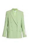 Erdem Double-breasted Wool-blend Blazer In Lime Green