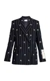 Erdem Double-breasted Wool-blend Blazer In Navy
