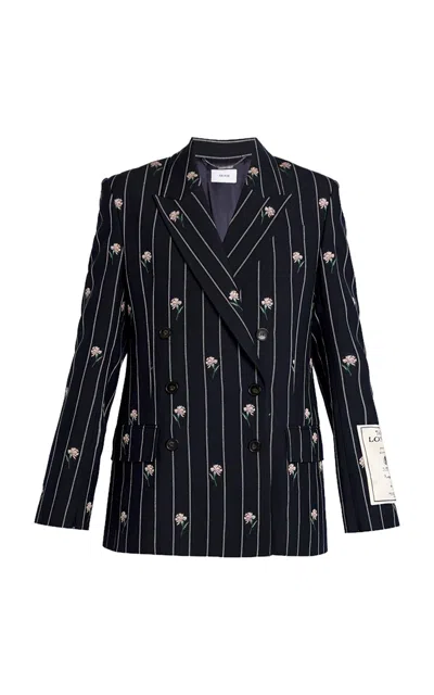 Erdem Double-breasted Wool-blend Blazer In Navy