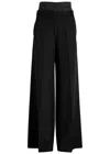 Erdem Womens Black Double-waistband Wide-leg Wool Trousers In Black