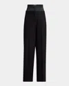 Erdem Womens Black Double-waistband Wide-leg Wool Trousers In Black