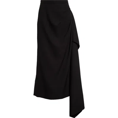 ERDEM ERDEM DRAPE DETAIL VIRGIN WOOL GRAIN DE POUDRE PENCIL SKIRT
