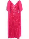 Erdem Drape-shoulder Sequinned Midi Dress In 粉色