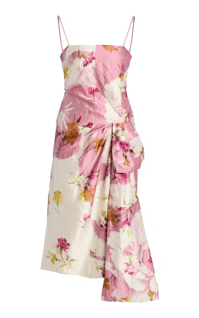Erdem Draped-bow Midi Dress In Pink