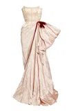 Erdem Draped Bustier Gown In Neutral