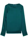 Erdem Draped Crepe De Chine Top In Green