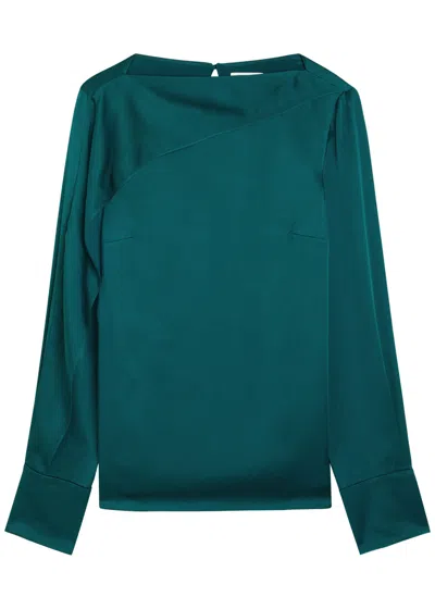 Erdem Draped Crepe De Chine Top In Green