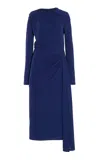 Erdem Draped Crepe Midi Dress In Navy