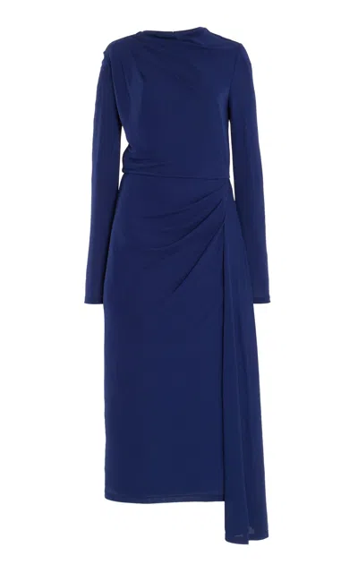 Erdem Draped Crepe Midi Dress In Navy
