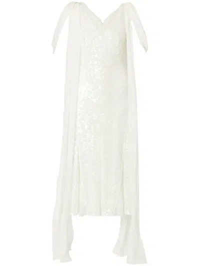 Erdem Draped-detailing Sequined Dress In White