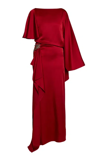 Erdem Draped Embellished Gown In Red