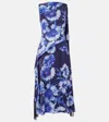 Erdem Draped Georgette Midi Dress In Purple