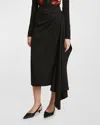 Erdem Draped Virgin-wool Pencil Skirt In Black