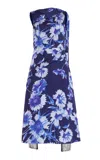 Erdem Draped Georgette Midi Dress In Blau