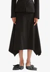 Erdem Draped Grain De Poudre Pencil Skirt In Black