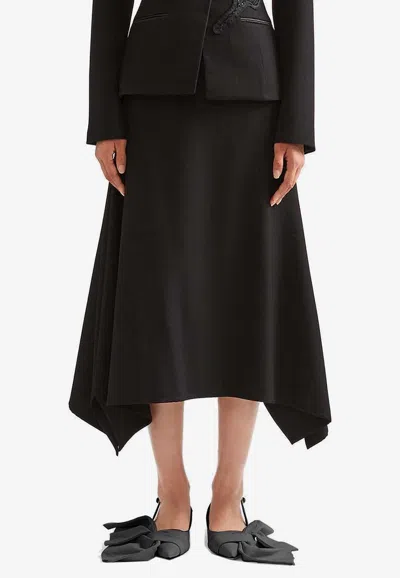 Erdem Draped Grain De Poudre Pencil Skirt In Black