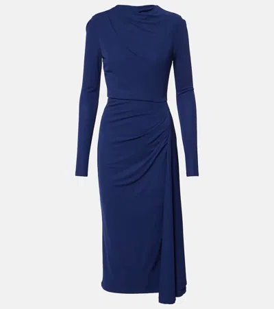 Erdem Draped Jersey Crêpe Midi Dress In Blau