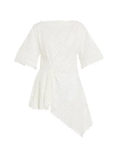Erdem Draped Lace Top In White