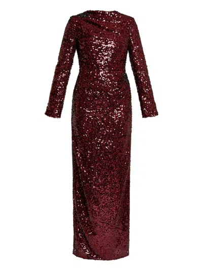 Erdem Crystal-embellished Draped Sequined Crepe De Chine Gown In Burgundy