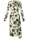 Erdem Draped Stretch-cady Midi Dress In 中性色