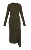 Erdem Draped Long-sleeve Midi Dress In Burgundy