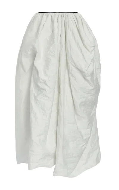 Erdem Draped Metalized-cotton Midi Skirt In White