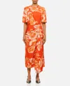 Erdem Draped Georgette Midi Dress In Red