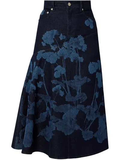 Erdem Draped Midi Skirt In ブルー