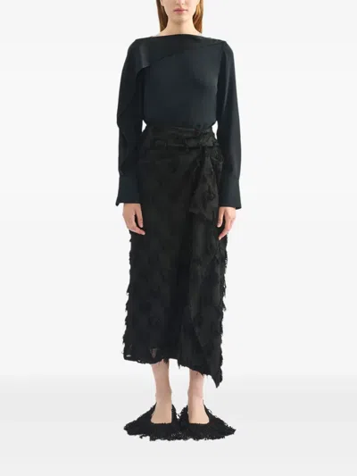 Erdem Draped Midi Skirt In Black