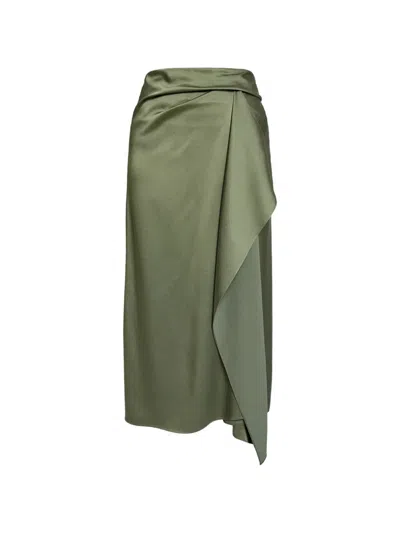 Erdem Draped Midi Skirt In Green