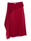 Erdem Draped Midi Skirt In Red