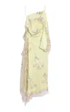 Erdem Draped Printed Midi Dress In Green