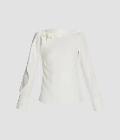 Erdem Draped Satin Cady Long Sleeve Blouse In Black