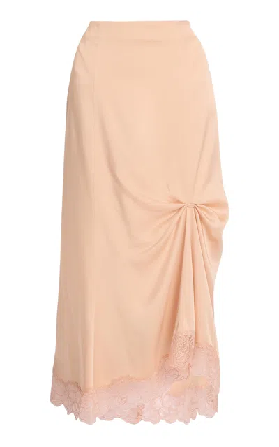 Erdem Draped Satin Cady Maxi Skirt In Pink