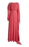 Erdem Draped Silk Gown In Red