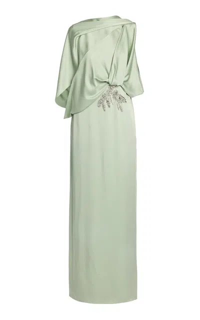 Erdem Draped Silk-voile Gown In Green
