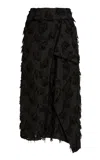 Erdem Draped Textured Midi Skirt In Black