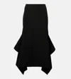 Erdem Draped Virgin Wool Midi Skirt In Black