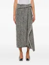 Erdem Draped Herringbone Midi Skirt In Grey