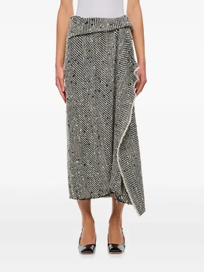 ERDEM DRAPED WRAP MIDI SKIRT