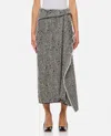 Erdem Draped Herringbone Midi Skirt In Grey