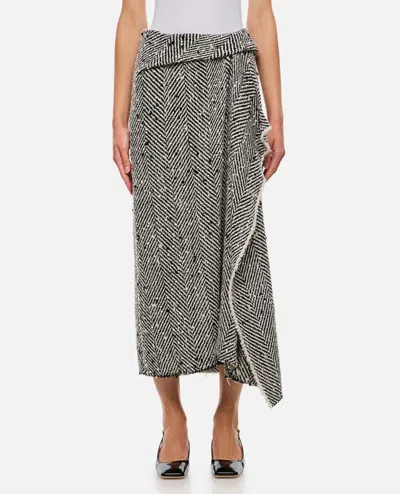 ERDEM DRAPED WRAP MIDI SKIRT