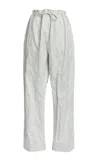 Erdem Drawstring Metalized-cotton Wide-leg Pants In White