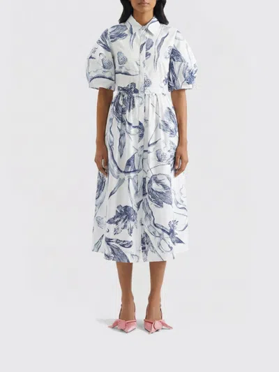Erdem Floral-print Short-sleeve Midi Shirt Dress In White