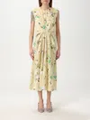 Erdem Gathered Floral-print Crinkled-satin Midi Dress In Yellow